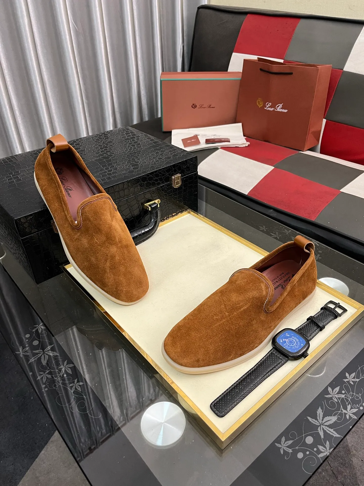 Men's men's shoes 💰420⌚️⌚️Loro*Piana pure original 2023 soft and comfortable LP deerskin flat casual star same style slip-on Loft men's shoes size 38-44